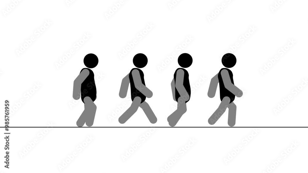 Pictogram men walking cycle animation. Men walking concept, morning walk animation. Pictogram men walking cycle animation. Men walking concept, morning walk animation.