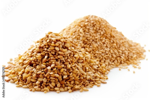 A fresh Sesame seeds and Sesame seeds Power isolated on white