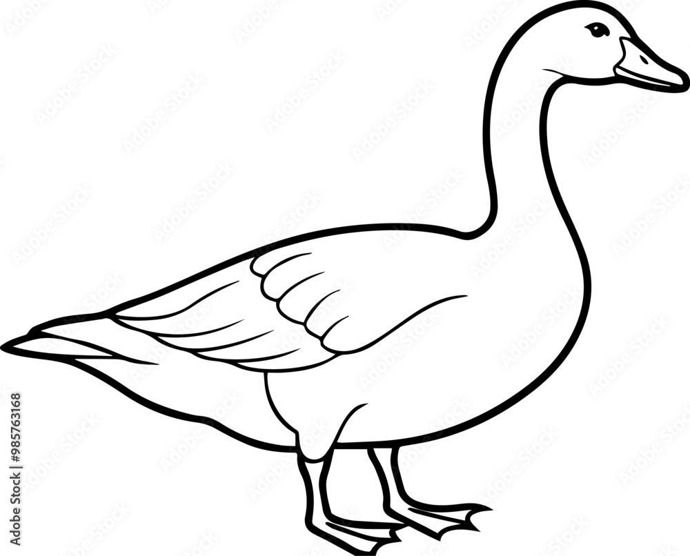 Goose line art silhouette vector illustration Goose line art silhouette vector illustration