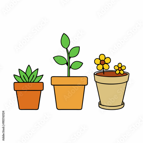 Plant Pots and Planters Vector Illustration for Flowers and Herbs - SVG, Cricut, Clipart, Graphics Decoration