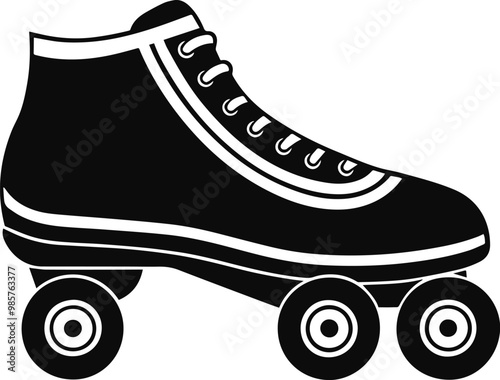 roller skate shoe line art silhouette vector illustration