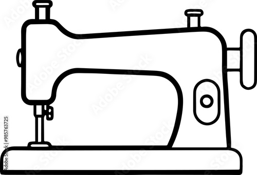 sewing machine line art silhouette vector illustration