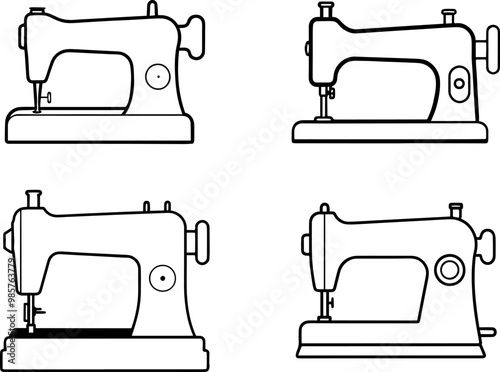 Set of sewing machine silhouette vector illustration