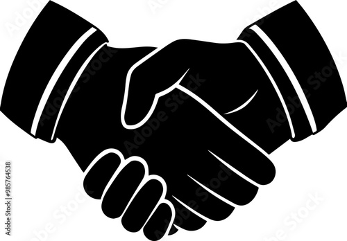 handshake icon silhouette vector illustration photo