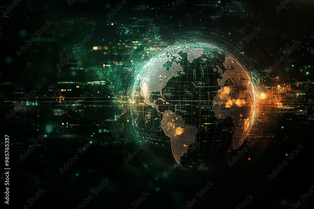 Obraz premium Digitalized world background. Technologic world image. Advanced technologic world background
