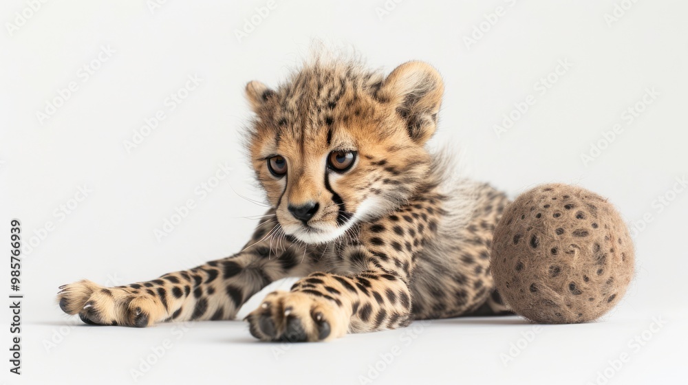Obraz premium Cute Cheetah Cub Playing with a Ball