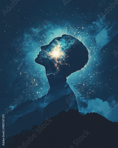 Power of Manifesting Minimal Concept, Artistic Illustration Inspired by the Law of Attraction