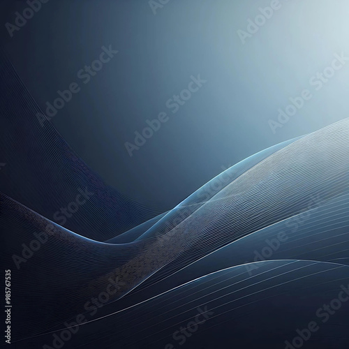 Abstract digital waves in shades of blue and black creating a minimalist, futuristic background. Smooth lines and gradients evoke a sense of motion, ideal for technology, business, or web projects.