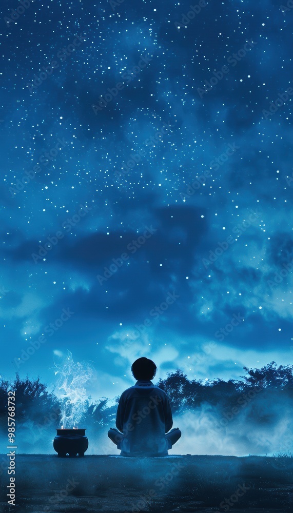 Tranquil Evening Meditation under Starry Sky with Copal Resin Incense Burner Tranquil Evening Meditation under Starry Sky with Copal Resin Incense Burner