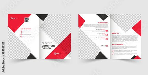 Modern corporate bifold brochure design template, annual report, company profile, booklet with a4 size.