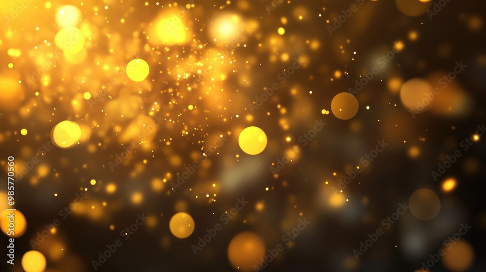 Obraz premium Abstract gold bokeh light background for business presentation and celebration