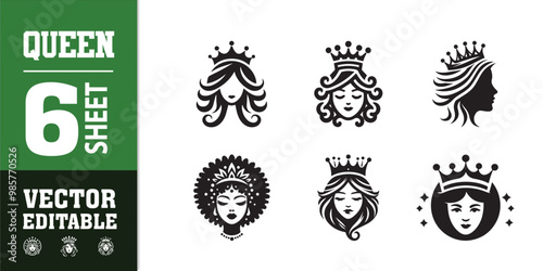 women beauty queen head prince logo design illustration inspiration