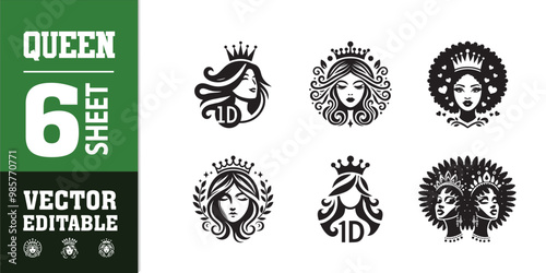 women beauty queen head prince logo design illustration inspiration
