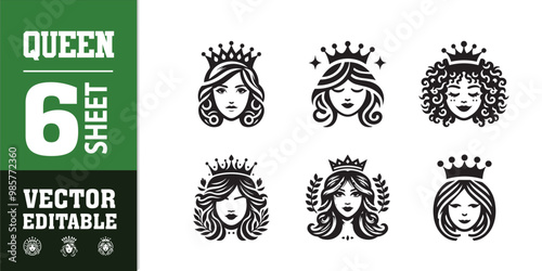 women beauty queen head prince logo design illustration inspiration