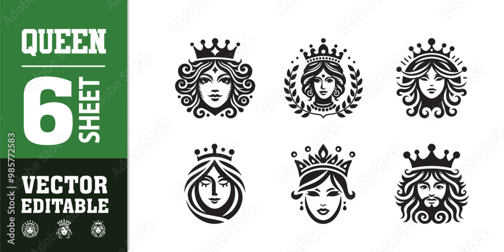 Obraz premium women beauty queen head prince logo design illustration inspiration