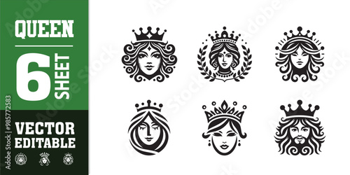 women beauty queen head prince logo design illustration inspiration