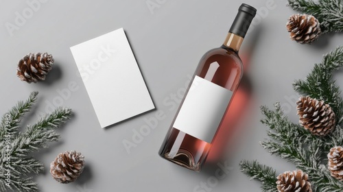 Christmas brunch with wine bottle and wine glass