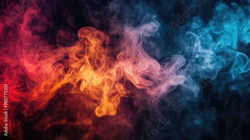 Vibrant smoke texture on dark backdrop