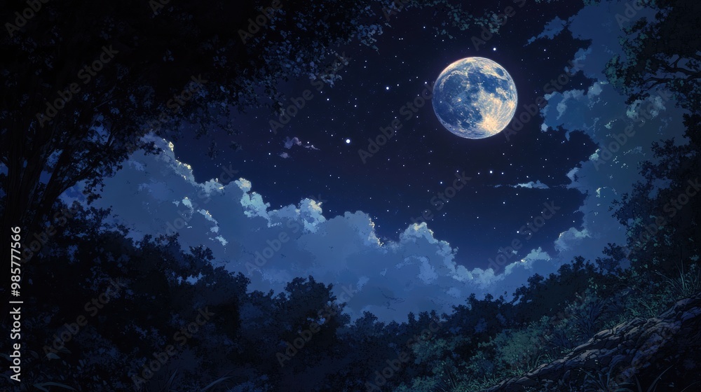 Fototapeta premium moonlit night sky