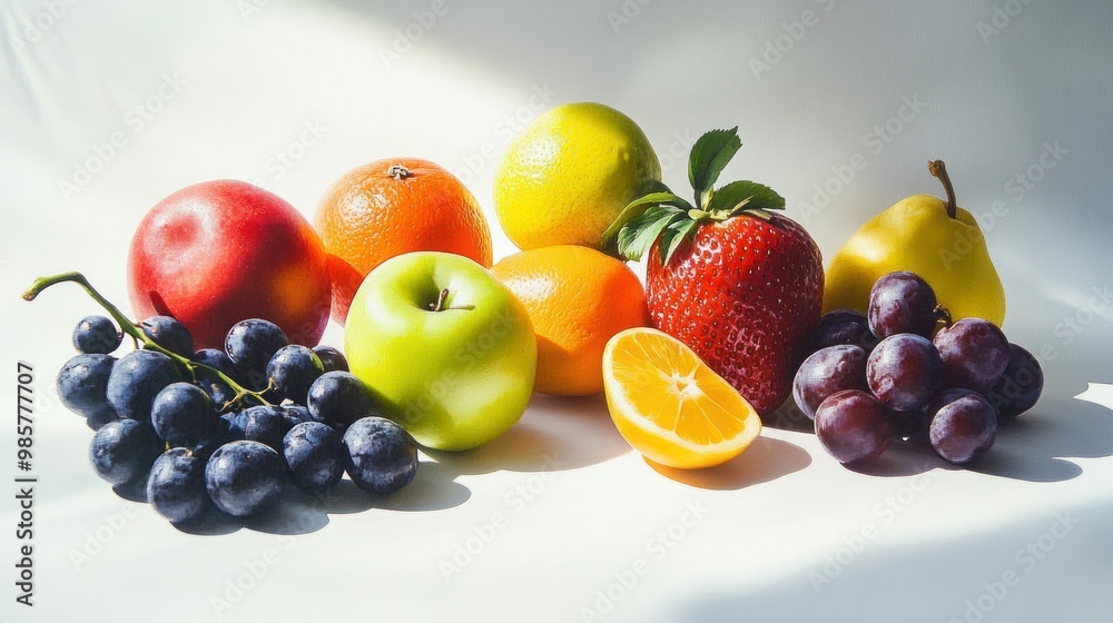 A Colorful Still Life Arrangement of Fresh Fruits A Colorful Still Life Arrangement of Fresh Fruits