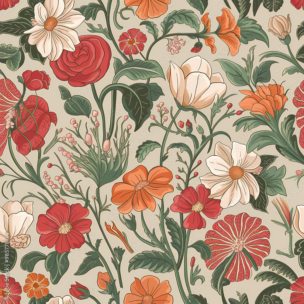custom made wallpaper toronto digitalblush pink vintage botanical floral illustration, flower pattern background