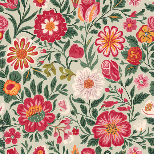 blush pink vintage botanical floral illustration, flower pattern background