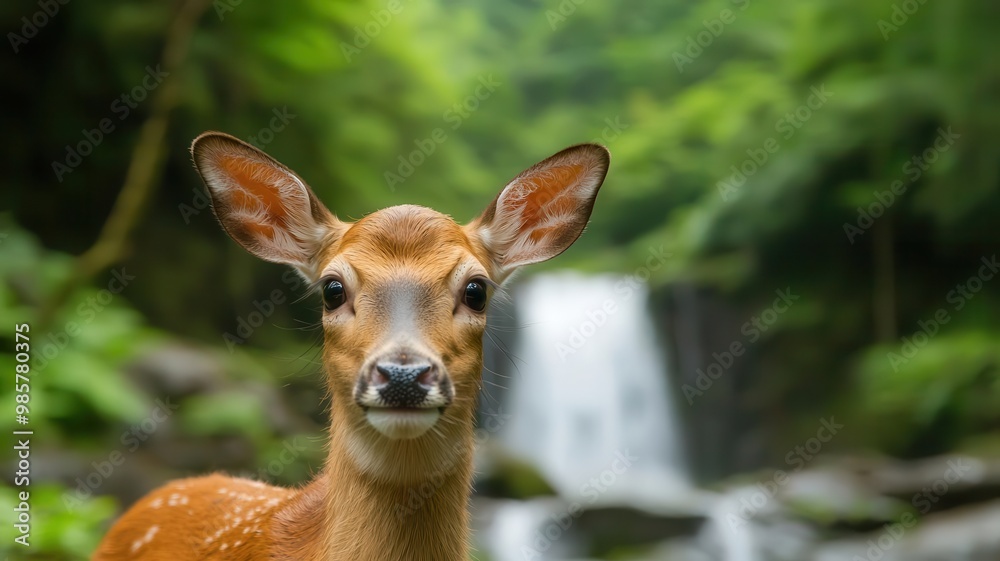 A photostock image of a Little deer wildlife conservation efforts in a protected forest area, focusing on animal protection A photostock image of a Little deer wildlife conservation efforts in a protected forest area, focusing on animal protection