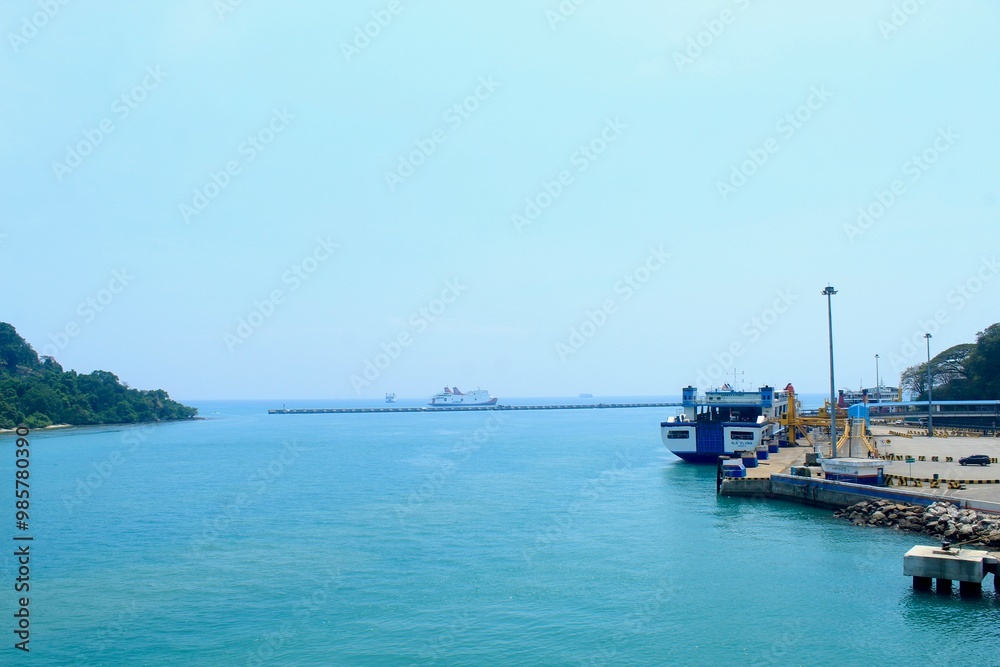 Fototapeta premium commercial passenger boats at the port