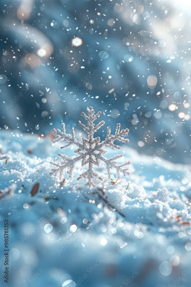 A Glittering Snowflake in a Snowy Winter Wonderland