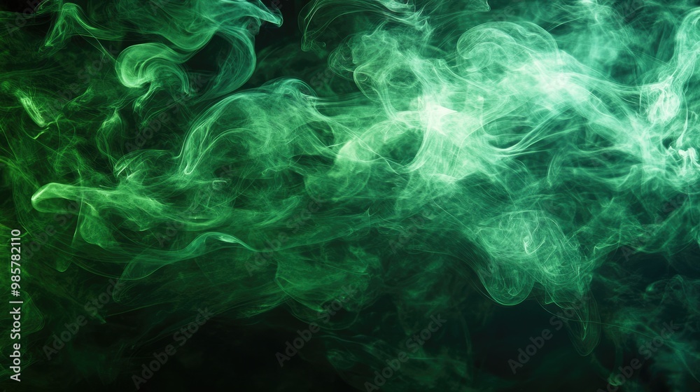 Green smoke texture on black background abstract design Green smoke texture on black background abstract design