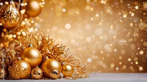 golden christmas balls