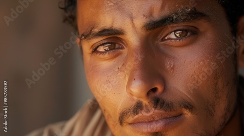 Close-up Portrait of a Young Man with Intriguing Eyes