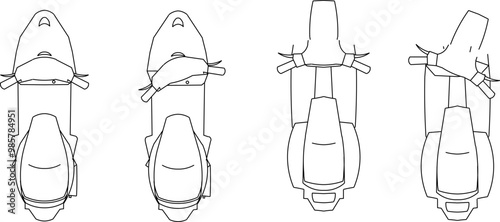 Vector sketch illustration of a detailed parking silhouette design for motorbike and bicycle transportation seen from above