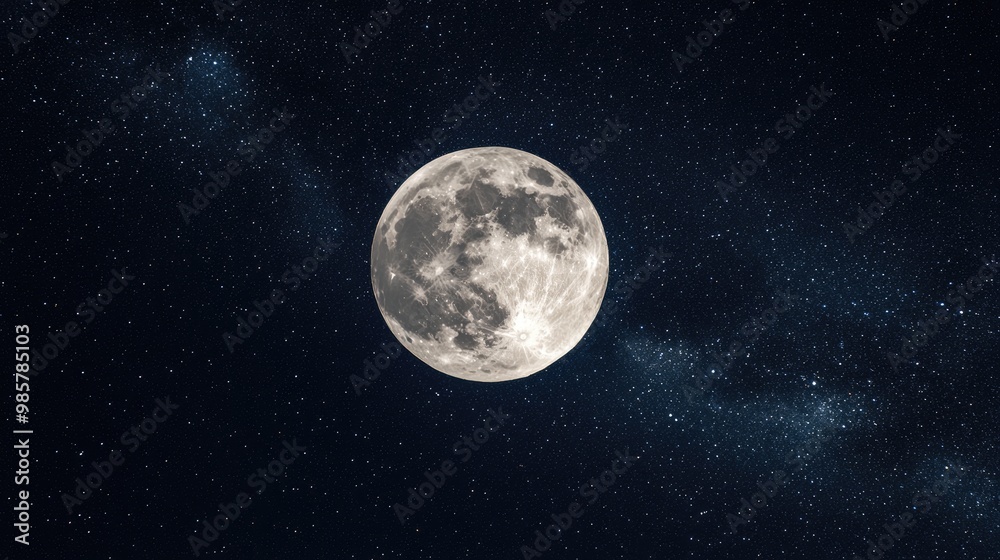 Full moon illuminating a night sky Full moon illuminating a night sky