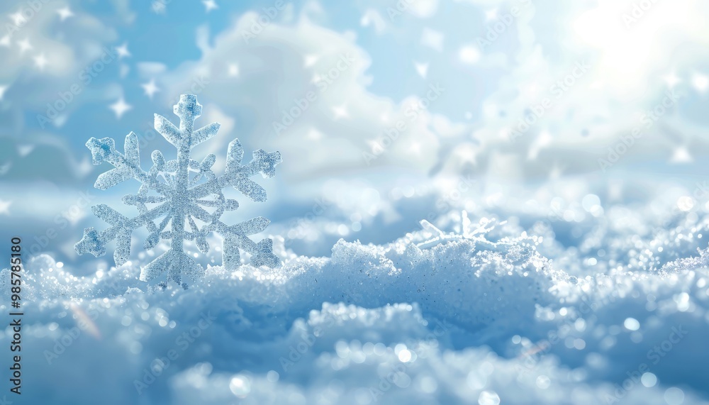 A Single Snowflake in a Field of Sparkling Snow A Single Snowflake in a Field of Sparkling Snow