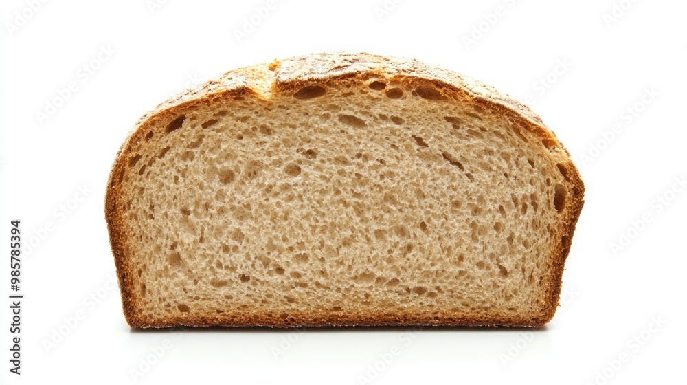 A Single Slice of Crusty Bread Isolated on White A Single Slice of Crusty Bread Isolated on White