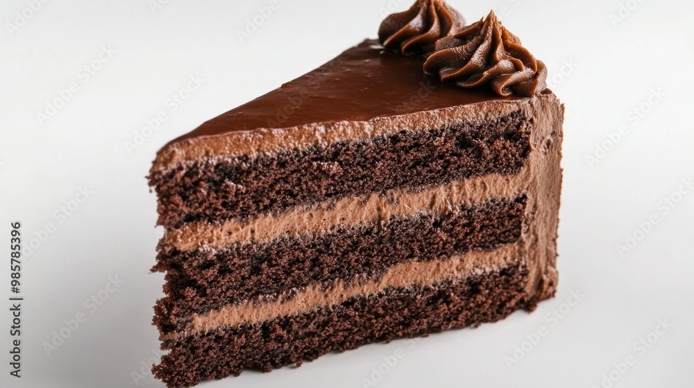 Chocolate Cake Slice with Swirled Frosting Chocolate Cake Slice with Swirled Frosting