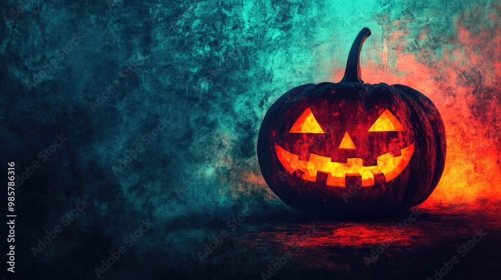 Halloween Pumpkin Silhouette with Textured Background