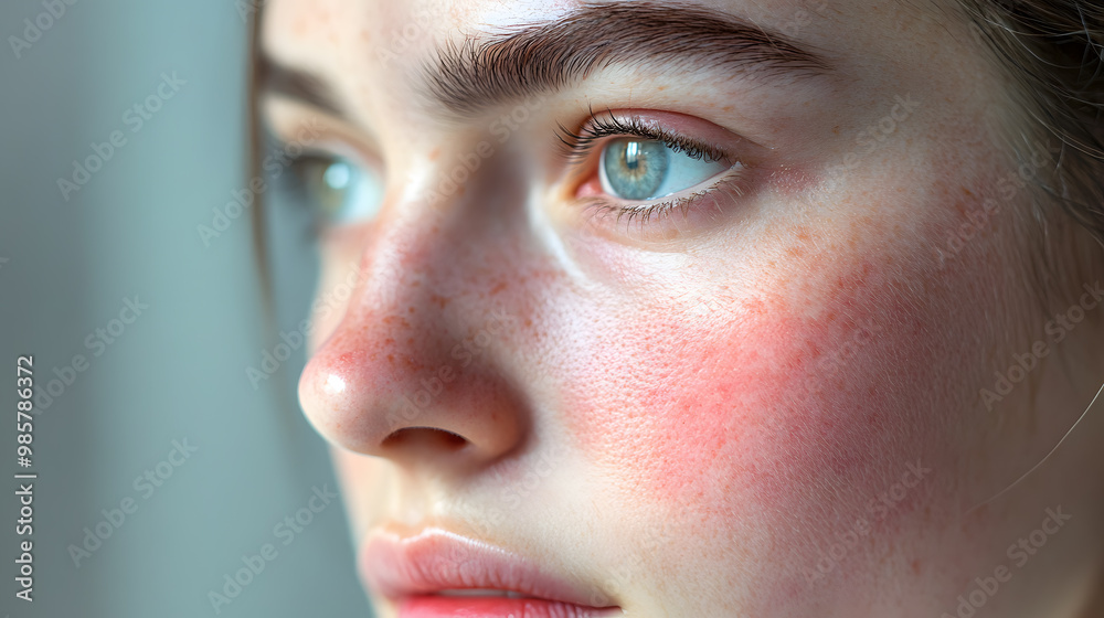 Naklejka premium Closeup face of young girl with clean healthy skin. Skin care concept