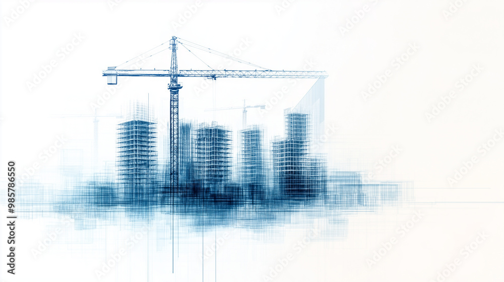 Architectural Blueprints Layered over a construct Architectural Blueprints Layered over a construct