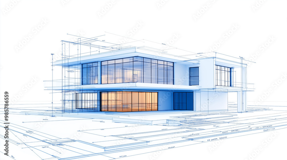 Architectural Blueprint With construction phase Architectural Blueprint With construction phase