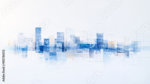 Architectural Blueprints Layered over a construct