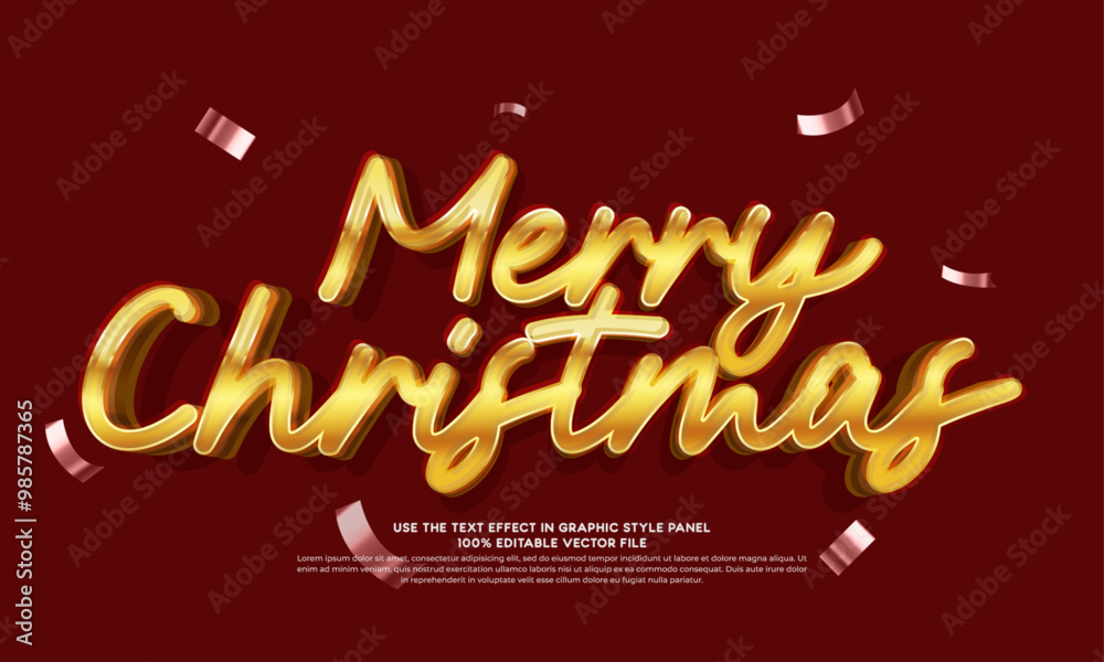 Fototapeta premium vector 3d text effect merry christmas typography template for christmas event tittle