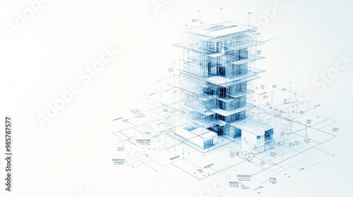 Wallpaper Mural Detailed Architectural Blueprint of a modern Torontodigital.ca