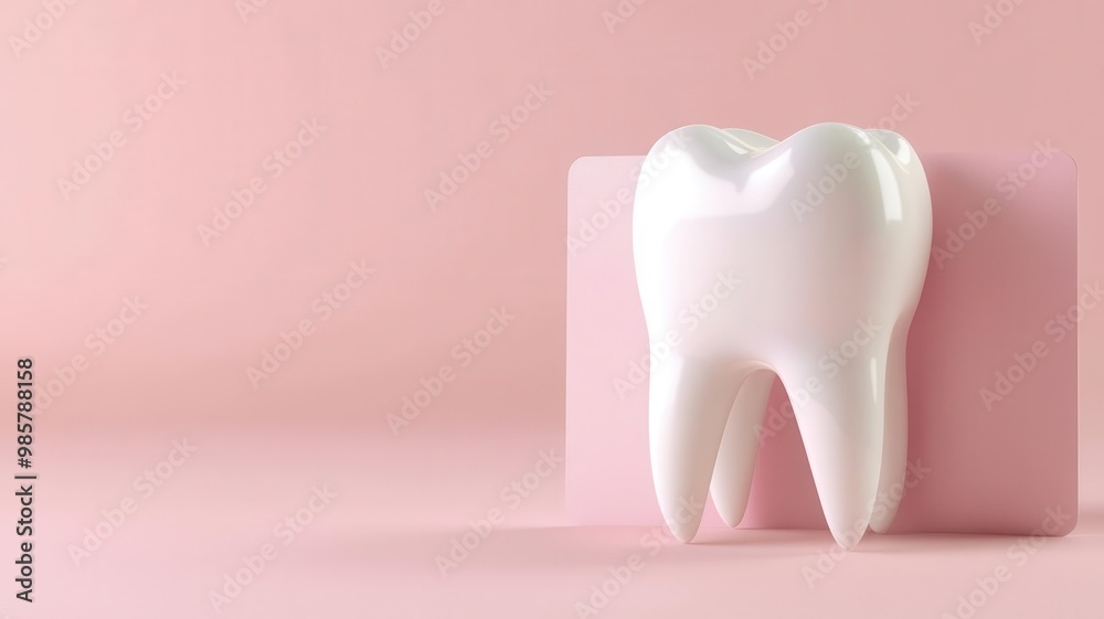 Dental insurance card, with tooth and policy details, 3D illustration, copy space for text,