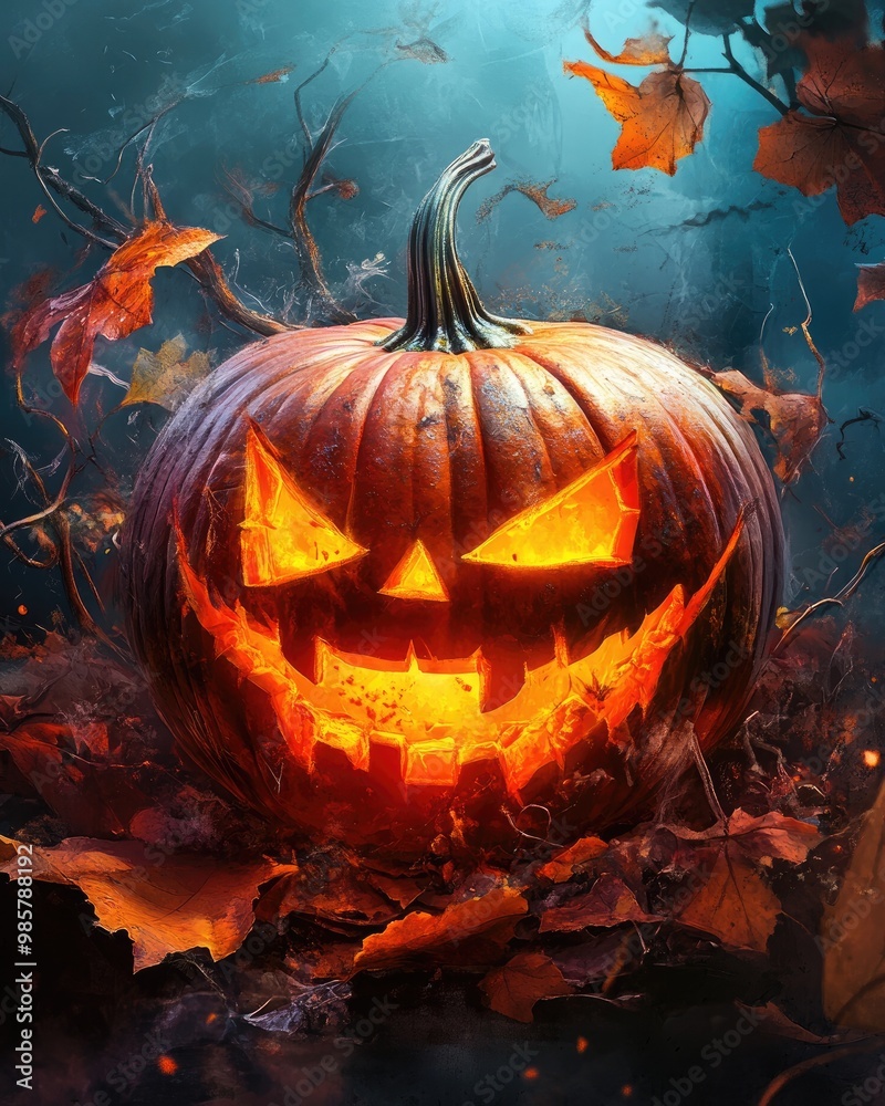 Fototapeta premium Halloween pumpkin composition