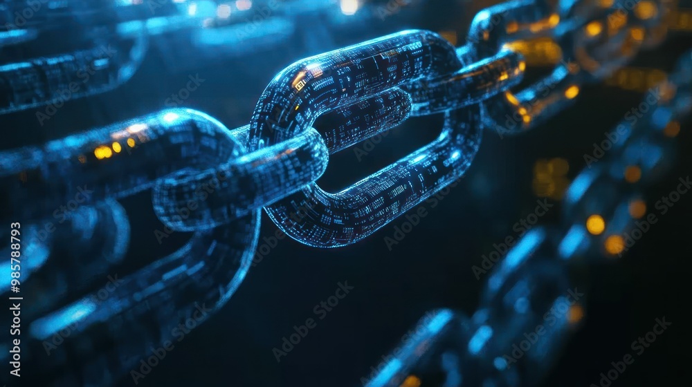 Abstract Digital Chain with Glowing Circuitry Abstract Digital Chain with Glowing Circuitry