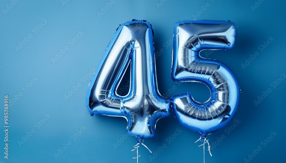 45 number made of blue balloon, copy space 45 number made of blue balloon, copy space