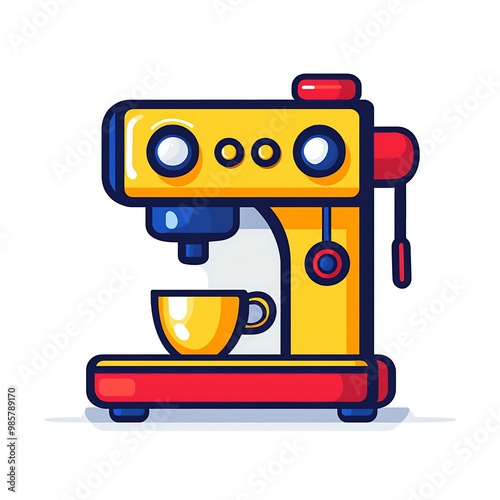 Simple coffee machine icon with minimalistic design and clean outline on white background new beautiful stock image illustration AI