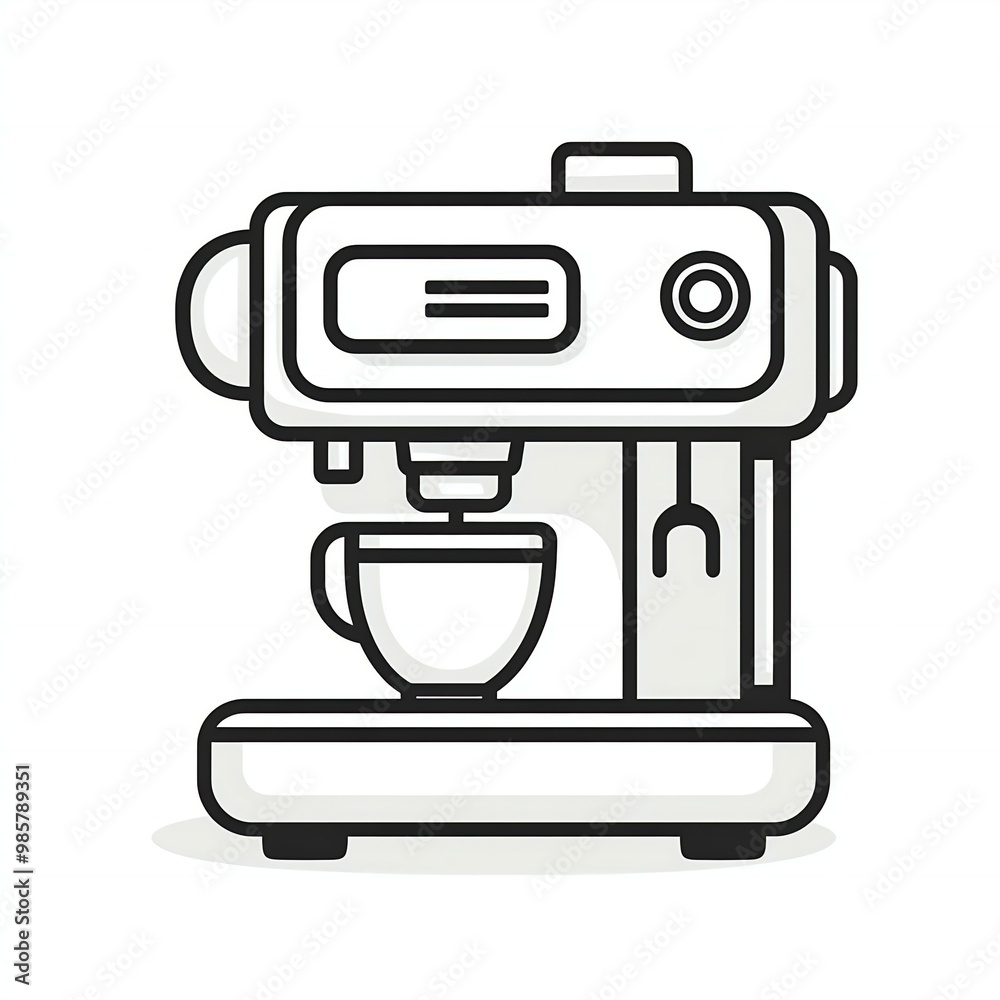 Simple coffee machine icon with minimalistic design and clean outline on white background new beautiful stock image illustration AI Simple coffee machine icon with minimalistic design and clean outline on white background new beautiful stock image illustration AI